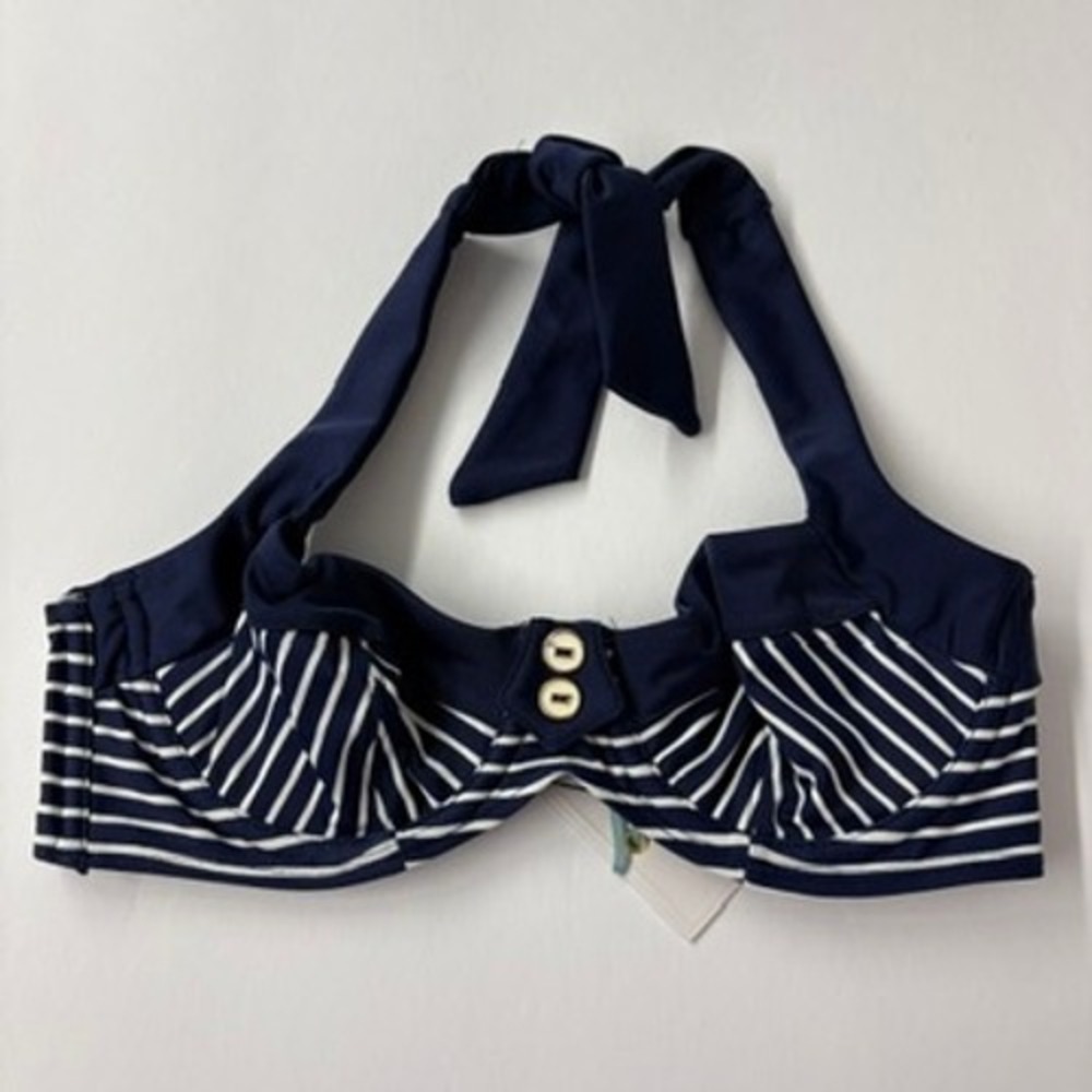 Panache Womens Bikini Top 30D Navy White Britt Stripe Balconnet SW0922